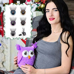 20Pcs 5 Colors Glitter Plastic Doll Craft Eyes with Eyelashes&nbsp;AJEW-PH0011-77