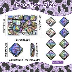 30Pcs Rainbow Iridescent Printed Opaque Acrylic Beads&nbsp;OACR-FS0002-70