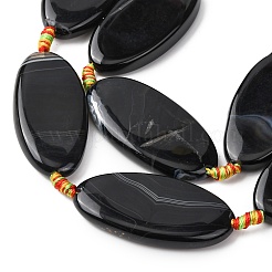 Natural Black Banded Agate Beads Strands&nbsp;G-F825-A01-01E
