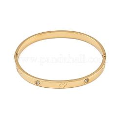 201 Stainless Steel with Rhinestone Bangles for Women&nbsp;BJEW-B138-04G