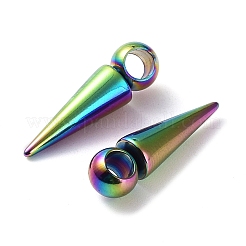 イオンプレーティング（IP）201ステンレスペンダント  コーンチャーム  虹色  21x5.5~6mm  穴：3.2mm&nbsp;STAS-M323-28RC-1