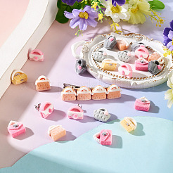 24種類のフロッキー樹脂カボション6個  バッグ  ミックスカラー  12~15.5x13~15.5x6.5~8.5mm  4個/スタイル&nbsp;RESI-TA0005-35
