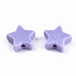 スプレープリントアクリルビーズ  ラバー加工スタイル  スター  ミディアムスレートブルー  10.5x11x4mm  穴：1.5mm&nbsp;LS-X-MACR-T037-06B