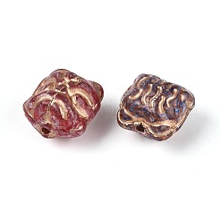 ピカソのベーキングペイントと金色の金属で編まれたガラスビーズ  ライオンダンス  ミックスカラー  11~13x11~11.5x9~10mm  穴：1~1.2mm&nbsp;DGLA-T004-46M