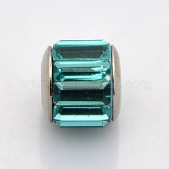 コラム 304 ステンレススチール ガラス ヨーロピアンビーズ  多面カット  大穴ビーズ  ステンレス鋼色  ミックスカラー  11x10mm  穴：5mm&nbsp;GPDL-N001-01-11mm