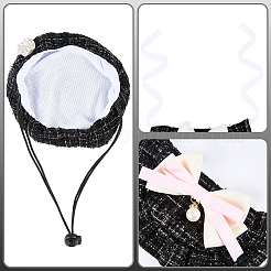 ポリエステル製の蝶結びペット用首輪と帽子のセット  ペットの服  ブラック  660mm&nbsp;AJEW-WH20019-84A