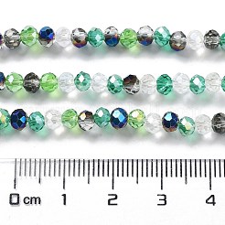 ガラスビーズ連売り  多面カット  ロンデル  濃い緑  4x3mm  穴：0.4mm  約123~127個/連  15.75~16.5インチ（40~42cm）&nbsp;EGLA-A034-M4mm-24