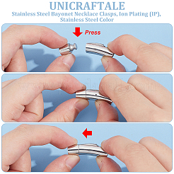 6個のコラム304ステンレススチールバヨネットネックレス留め金  ステンレス鋼色  30x9x8mm  穴：6mm  6個/箱&nbsp;STAS-UN0059-09