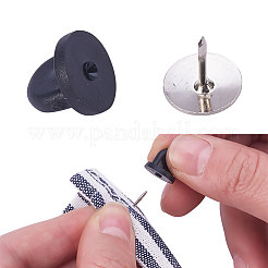 シリコンブローチパーツ  ラバーピンバックコンフォートフィットタイタック  ブラック  10x8mm  穴：1mm&nbsp;MAK-ZX001-01