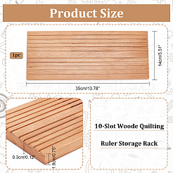 10スロット木製キルティング定規収納ラック  定規 テンプレート オーガナイザー ホルダー  裁縫用品と消耗品  ペルー  35x14x1.9cm&nbsp;RDIS-WH0011-21B
