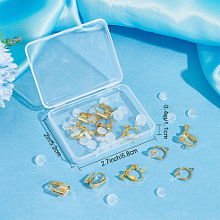 18個3スタイルの真鍮クリップオンイヤリング金具  プラスチックパッド20個付き。  ゴールドカラー  13~15.5x11~17x1.5~7.5mm  6個/スタイル&nbsp;FIND-SC0003-96G