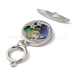 Brass Toggle Clasps with Paua Shell&nbsp;KK-N254-72P