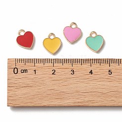 合金エナメルチャーム  ハート  ライトゴールド  ミックスカラー  12x10x2mm  穴：2mm&nbsp;ENAM-S121-041-A