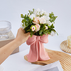 陶器の蝶結びの花瓶のディスプレイ装飾  ピンク  126x80.5x160mm&nbsp;AJEW-WH0673-93