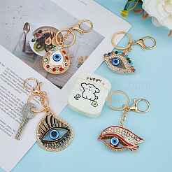 4Pcs 4 Styles Alloy Rhinestone Keychain&nbsp;KEYC-DC0001-21