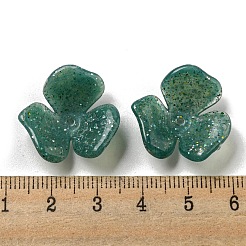 透明なアクリルビーズ  グリッターパウダー付き  花  ダークスレートグレー  23x21.5x8.5mm  穴：1.6mm&nbsp;OACR-G034-03I