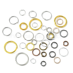 60g 6スタイル DIY 真鍮 & 鉄オープン丸カン  ラウンド  チェーンメイル織り用  ミックスカラー  4~10x0.7~1mm  内径：2~5mm  10g /スタイル&nbsp;DIY-FS0004-11