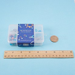 DIYピアス作り  鉄スパイラルビーズケージ付き  ガラスビーズ  天然石翡翠ビーズ  溶岩石の香水ビーズと真鍮のピアスフック  ミックスカラー  プラスチック箱：11x7x3cm&nbsp;DIY-SC0002-48