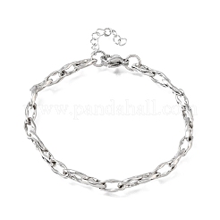 4.5mm 304ステンレススチール製ツイストオーバルリンクチェーンブレスレット（男女兼用）  変色なし  ステンレス鋼色  6.61インチ（16.8cm）&nbsp;SA-CBAB767-17B-P