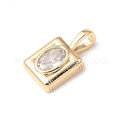 Brass Micro Pave Clear Cubic Zirconia Charms&nbsp;KK-N290-10G