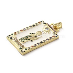 Brass Micro Pave Cubic Zirconia Pendants with Enamel&nbsp;KK-H458-05G-01