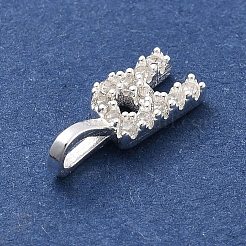 キュービックジルコニアチャーム付きスターリングシルバー925個  文字L  文字r  10.5x4x1.5mm  穴：2.5x1.5mm&nbsp;LS-STER-Q004-01R-S