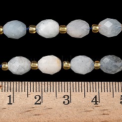 天然石アクアマリンビーズ連売り  多面カット  ライス  シードビーズで  7.5~8x6~7.5mm  穴：0.8~1mm  約36~40個/連  15.55~15.75''（39.5~40センチメートル）&nbsp;G-F809-A42-01