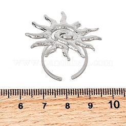 304ステンレススチールカフオープンリング  太陽  ステンレス鋼色  内径：18mm  日：34x34.5mm&nbsp;RJEW-S650-01A-P