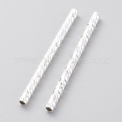 真鍮製チューブビーズ  長持ちメッキ  多面的なチューブ  925銀メッキ  30x2mm  穴：1.2mm&nbsp;KK-Y003-77B-S