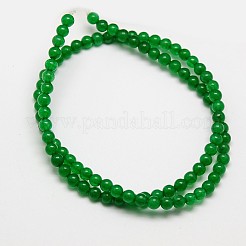 天然石マレーシアジェイドビーズ連売り  ラウンド染めビーズ  グリーン  6mm  穴：1mm  約64個/連  15インチ&nbsp;G-M097-6mm-05