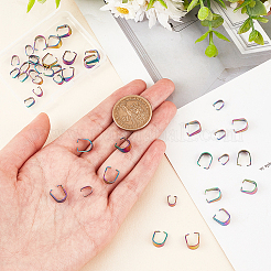 40個 2サイズラックメッキ 304ステンレススチール スナップオンベイル  虹色  7~10x3~5mm  ピン：0.6mm  20pcs /サイズ&nbsp;STAS-DC0012-25