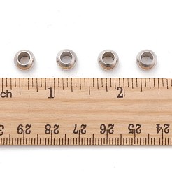 変色しにくい304ステンレススチールのロンデルビーズ  大穴ビーズ  ステンレス鋼色  8x5.5mm  穴：4mm&nbsp;X-STAS-I020-14