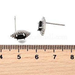 真鍮製マイクロパヴェキュービックジルコニアスタッドピアス  馬の目  プラチナ  12x7mm&nbsp;EJEW-M103-02P