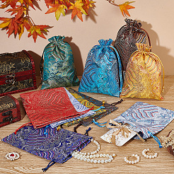 10Pcs 10 Colors Chinese Style Brocade Drawstring Gift Blessing Bags&nbsp;ABAG-NB0001-87