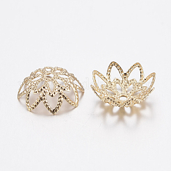 201ステンレススチールファンシービーズキャップ  花  マルチ花弁  ゴールドカラー  11x4mm  穴：1mm&nbsp;STAS-H436-33