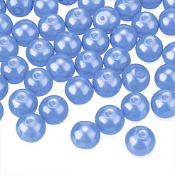 パール調ガラスパールラウンドビーズ  染め  コーンフラワーブルー  6mm  穴：0.7~1.1mm  約400個/箱&nbsp;HY-PH0001-6mm-015