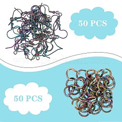100Pcs 2 Style Earring Hooks and Open Jump Rings&nbsp;STAS-SZ0001-73