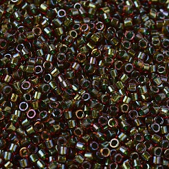 MIYUKIデリカビーズ  シリンダー  日本製シードビーズ  11/0  （db1741)オリーブ裏地オレンジab  1.3x1.6mm  穴：0.8mm  約2000PCS /ボトル  10 G /ボトル&nbsp;SEED-JP0008-DB1741