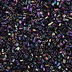 ガラス竹ビーズ  メタリックカラー  プルシアンブルー  2.5~3x2mm  穴：0.9mm  約1666個/50g&nbsp;X-SEED-S032-13A-603