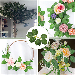 50Pcs Plastic & Cloth Artificial Rose Leaves with Stems&nbsp;AJEW-SP0003-82