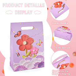 6Pcs 2 Styles Flower Printed Rectangle Paper Gift Bags with Hole Handles&nbsp;ABAG-TA0001-54