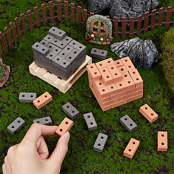 2色のポリマー粘土ミニ壁レンガ  マイクロランドスケープドールハウスガーデンアクセサリー  木製カップマット1個。  ミックスカラー  13.5~75x28~75x10~17.5mm&nbsp;AJEW-OC0005-03B