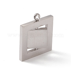 変色しない304ステンレススチール製回転式ペンダント  スクエアチャーム  ステンレス鋼色  25.5x21.5x2mm  穴：2.5mm&nbsp;STAS-G297-11P
