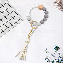 1Pcs Silicone Round Beaded Keychain Wristlet&nbsp;AJEW-CL0001-11A