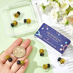 12個の手作りランプワークビーズ  3 Dミツバチ  ゴールデンロッド  15.2~16x14.5~16.5x11.2mm  穴：1.2~1.4mm&nbsp;LAMP-SC0001-34