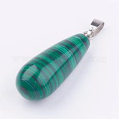 天然石ペンダント  真鍮の留め金付き  混合石  ティアドロップ  ミックスカラー  30x11mm  穴：6x2mm  12個/箱&nbsp;G-S045-4-B