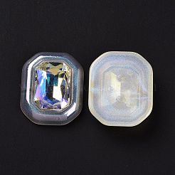 レインボー虹色メッキ アクリル カボション  グリッターカボション  長方形  ホワイト  28x22.5x8mm&nbsp;OACR-E011-07