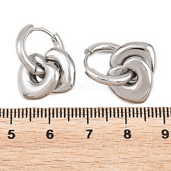304ステンレススチール製女性用フープピアス  ハート  ステンレス鋼色  21mm  ハート：12x12x3mm&nbsp;EJEW-F420-01P