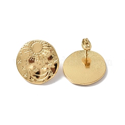 Ion Plating(IP) 304 Stainless Steel Sun with Moon Stud Earrings for Women&nbsp;EJEW-F300-06G