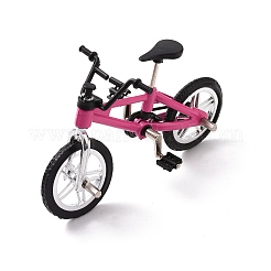 ミニチュア合金自転車  小道具の装飾を装ったドールハウスアクセサリー用  タイヤランダムスタイル  濃いピンク  105x70mm&nbsp;MIMO-PW0001-053A-02